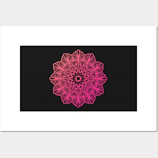 Rainbow Mandala Pink Posters and Art